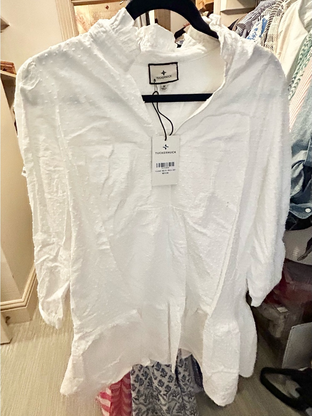 Tuckernuck White Textured Swiss dot dress